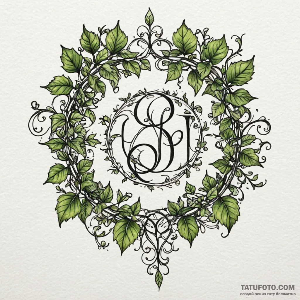 Ivy vine spelling out a secret word as it cli... - эскиз тату (№1749891934_0, 14.06.2025 09:05) — Tatufoto.com