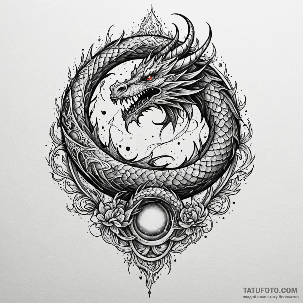 Dragon breathing a nebula instead of fire, ta... - эскиз тату (№1749893558_0, 14.06.2025 09:32) — Tatufoto.com