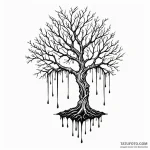 Amber tree dripping with sap, tattoo line art… — эскиз тату (№1749894236_0, 14.06.2025 09:43) — Tatufoto.com