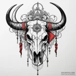 Yak skull with prayer flags, tattoo line art,… — эскиз тату (№1749898592_0, 14.06.2025 10:56) — Tatufoto.com