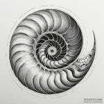 Nautilus shell, its chambers showing the evol… — эскиз тату (№1749898729_0, 14.06.2025 10:58) — Tatufoto.com