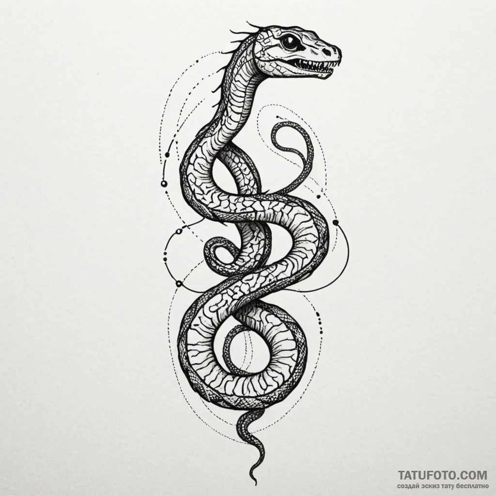 X-ray serpent weaving through bone, tattoo dr... - эскиз тату (№1749899565_0, 14.06.2025 11:12) — Tatufoto.com