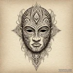 Maori-style mask with glowing inlay, tattoo s… — эскиз тату (№1749901714_0, 14.06.2025 11:48) — Tatufoto.com