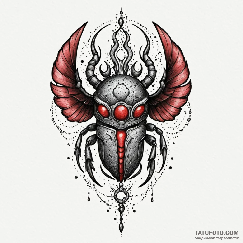 Scarab scepter devouring light, tattoo flash... - эскиз тату (№1749902653_0, 14.06.2025 12:04) — Tatufoto.com