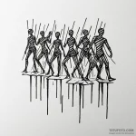 Barcode morphing into a line of silhouetted,… — эскиз тату (№1749903453_0, 14.06.2025 12:17) — Tatufoto.com