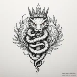 Hidden serpent crowned in bone, ink illustrat… — эскиз тату (№1749905214_0, 14.06.2025 12:46) — Tatufoto.com