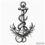 A ship’s anchor entwined with rope, tattoo fl… — эскиз тату (№1749905284_0, 14.06.2025 12:48) — Tatufoto.com