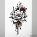 Iron spear piercing frozen bloom, ink illustr… — эскиз тату (№1749907834_0, 14.06.2025 13:30) — Tatufoto.com