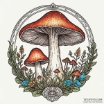 Mushroom ring glowing faintly, tattoo line ar… — эскиз тату (№1749908634_0, 14.06.2025 13:43) — Tatufoto.com