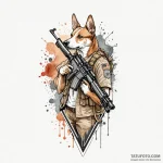 Soldier’s dog tags hanging from a rifle, tatt… — эскиз тату (№1749909503_0, 14.06.2025 13:58) — Tatufoto.com