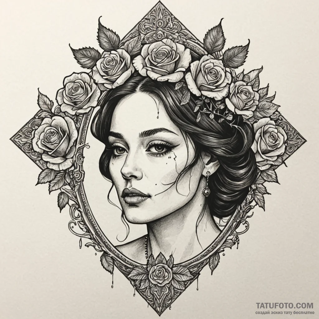 Queenвђ™s mirror reflecting void, tattoo line... - эскиз тату (№1749909640_0, 14.06.2025 14:00) — Tatufoto.com