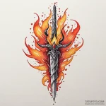Flaming dagger through spectral bloom, tattoo… — эскиз тату (№1749910381_0, 14.06.2025 14:13) — Tatufoto.com