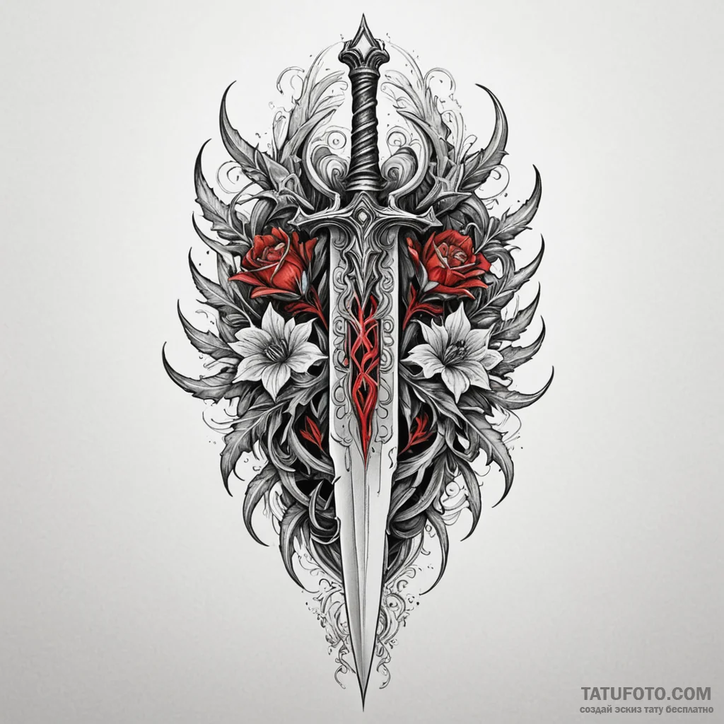 Dagger holding frozen ember, concept art for... - эскиз тату (№1749910516_0, 14.06.2025 14:15) — Tatufoto.com