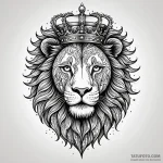 Lion with crown, tattoo drawing outline, on a… — эскиз тату (№1749910858_0, 14.06.2025 14:20) — Tatufoto.com