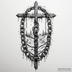 Burning gate sealed by chains, tattoo line ar… — эскиз тату (№1749911715_0, 14.06.2025 14:35) — Tatufoto.com