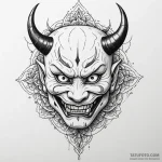 Japanese hannya mask, one side weeping, one r… — эскиз тату (№1749912356_0, 14.06.2025 14:45) — Tatufoto.com