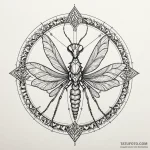 Praying mantis with scythes of polished steel… — эскиз тату (№1749912433_0, 14.06.2025 14:47) — Tatufoto.com