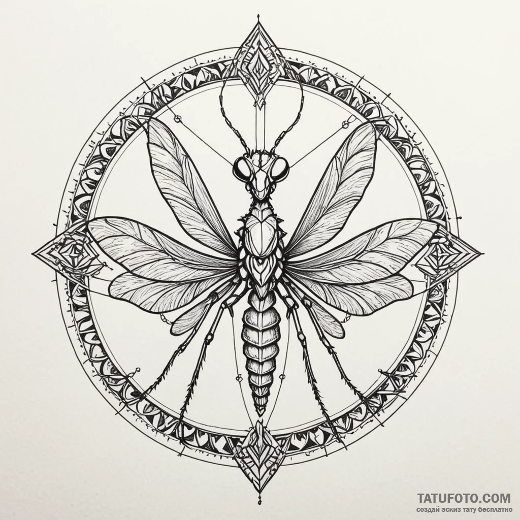 Praying mantis with scythes of polished steel... - эскиз тату (№1749912433_0, 14.06.2025 14:47) — Tatufoto.com