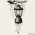 Rain-soaked lantern swinging in storm, artist… — эскиз тату (№1749913099_0, 14.06.2025 14:58) — Tatufoto.com
