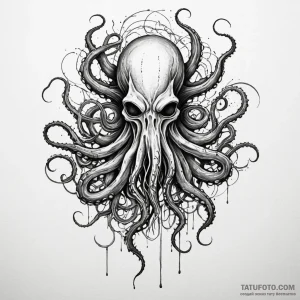 Mind-flayer (illithid) with tentacles wired i... - эскиз тату (№1749913773_0, 14.06.2025 15:09) — Tatufoto.com