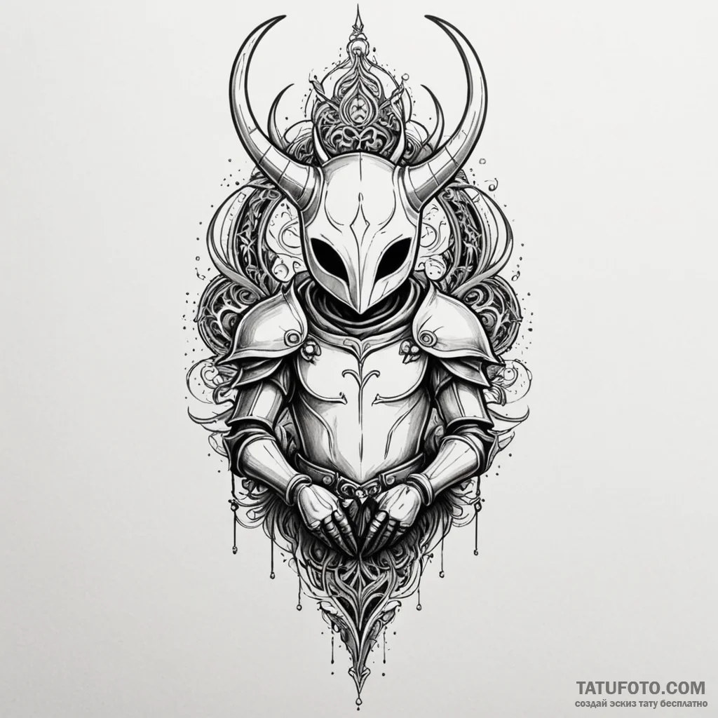 The knight from hollow knight, tattoo drawing... - эскиз тату (№1749914043_0, 14.06.2025 15:14) — Tatufoto.com
