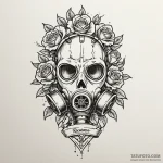 Gas mask with flowers growing from it, tattoo… — эскиз тату (№1749914980_0, 14.06.2025 15:29) — Tatufoto.com