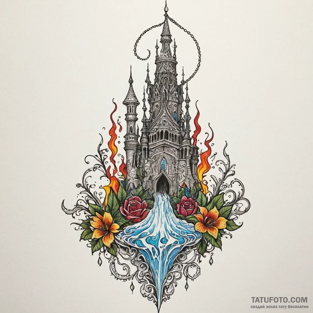 Ice relic beneath bone spire, tattoo drawing... - эскиз тату (№1749915045_0, 14.06.2025 15:30) — Tatufoto.com