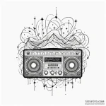 A vintage radio broadcasting sound waves and… — эскиз тату (№1749915841_0, 14.06.2025 15:44) — Tatufoto.com