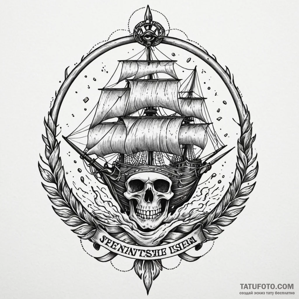 Pirate flag torn in spectral winds, tattoo fl... - эскиз тату (№1749916041_0, 14.06.2025 15:47) — Tatufoto.com