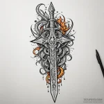 Alchemy dagger with runes, ink illustration f… — эскиз тату (№1749916175_0, 14.06.2025 15:49) — Tatufoto.com