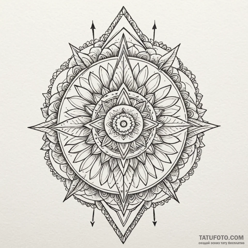 Leaf crown pierced by arrow, artistic tattoo... - эскиз тату (№1749918602_0, 14.06.2025 16:30) — Tatufoto.com