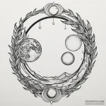 Water mirror reflecting twin moons, tattoo fl… — эскиз тату (№1749919474_0, 14.06.2025 16:44) — Tatufoto.com