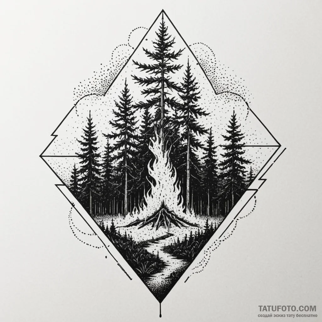 A powerful burning forest, devastating,, conc... - эскиз тату (№1749919878_0, 14.06.2025 16:51) — Tatufoto.com