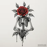 A skeleton watering a single living rose, con… — эскиз тату (№1749920420_0, 14.06.2025 17:00) — Tatufoto.com
