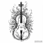 Cello with its strings turning into blossomin… — эскиз тату (№1749921289_0, 14.06.2025 17:14) — Tatufoto.com