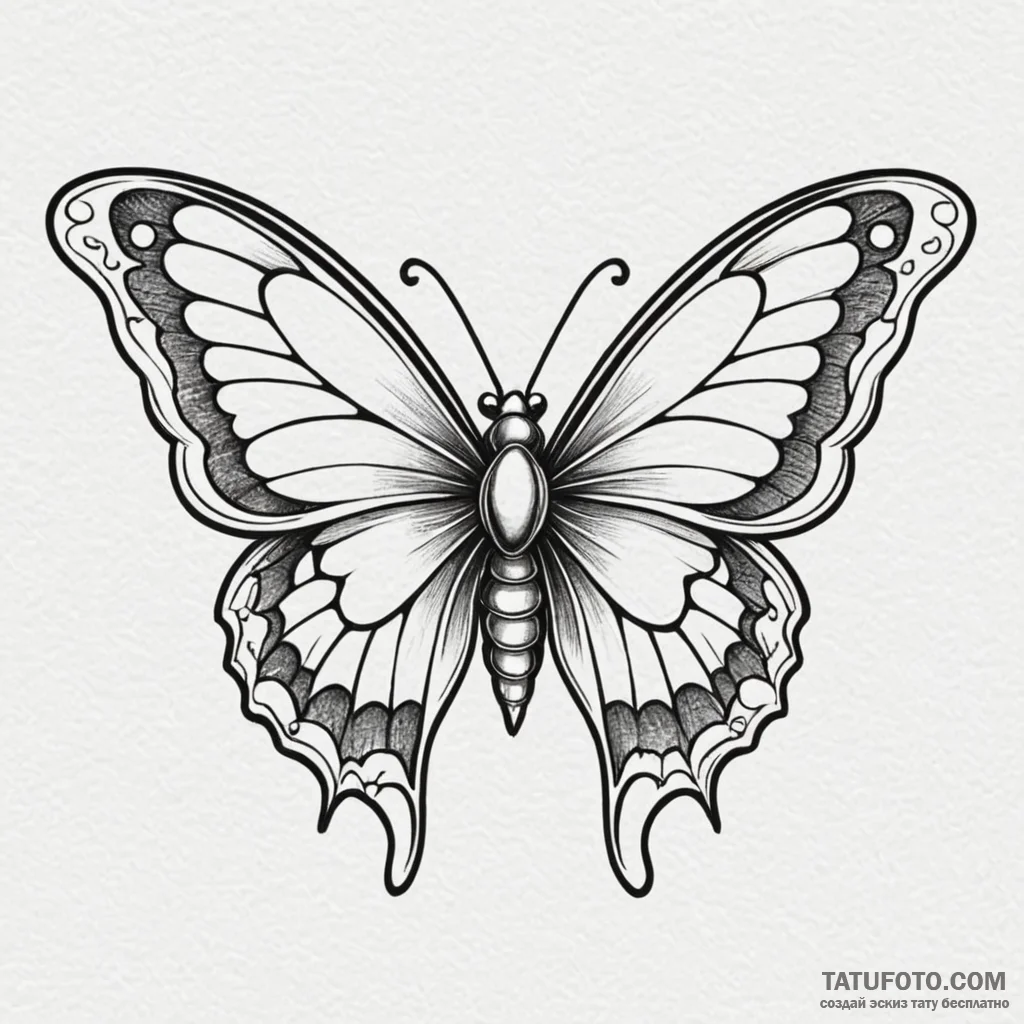 Art nouveau butterfly with eyes on wings, tat... - эскиз тату (№1749921558_0, 14.06.2025 17:19) — Tatufoto.com