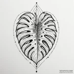 Monstera leaf with intricate, geometric cutou… — эскиз тату (№1749923169_0, 14.06.2025 17:46) — Tatufoto.com