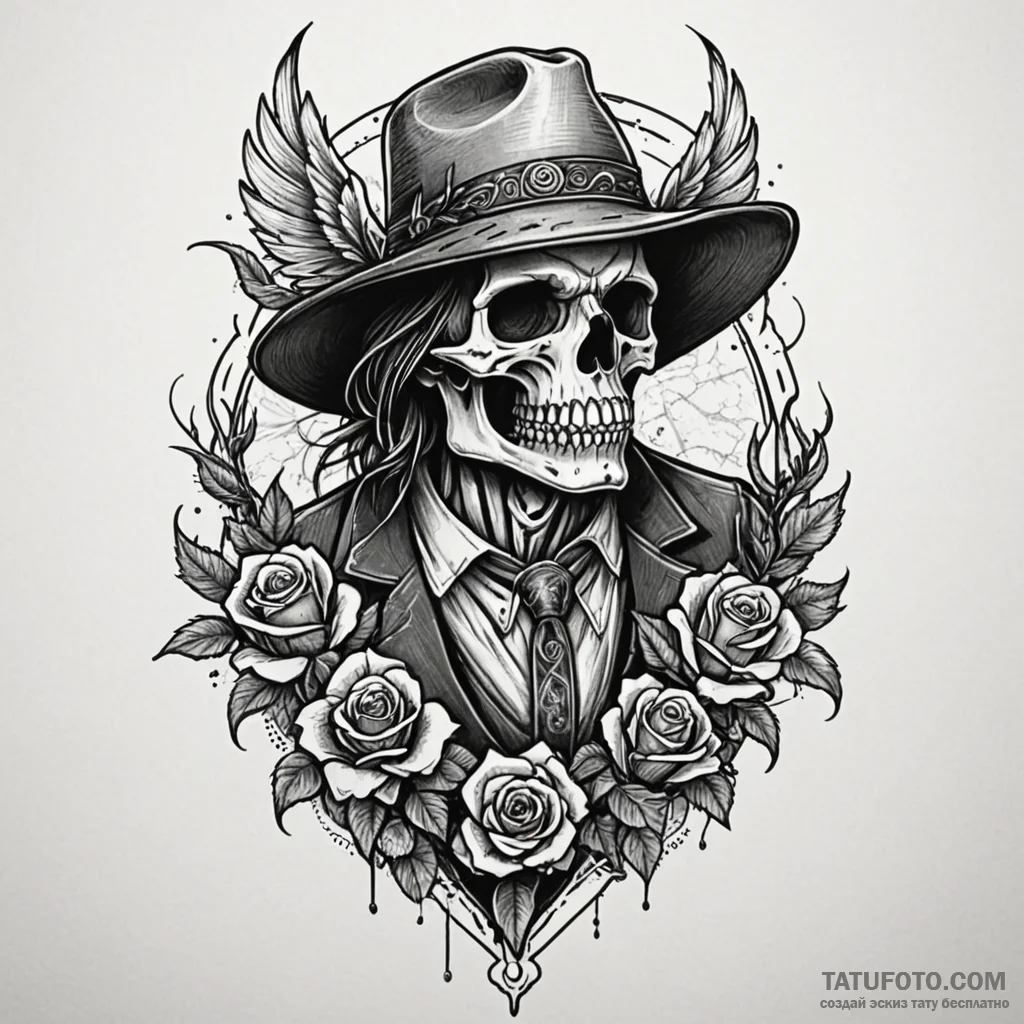 Buzzard perched on a weathered scarecrow, tat... - эскиз тату (№1749924050_0, 14.06.2025 18:00) — Tatufoto.com