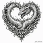 Dragon chain coiling around heart, tattoo lin… — эскиз тату (№1749925133_0, 14.06.2025 18:18) — Tatufoto.com