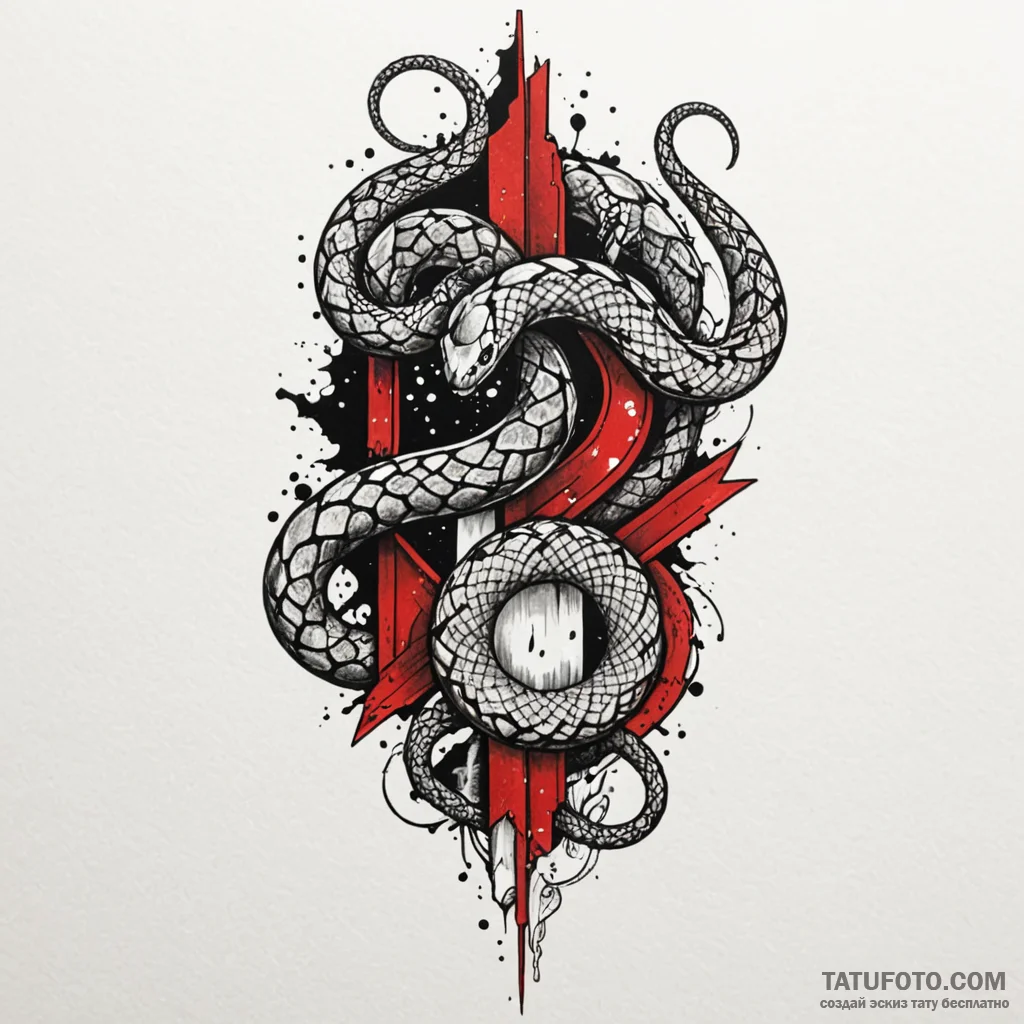 Crystal serpent through shattered mirror, tat... - эскиз тату (№1749926675_0, 14.06.2025 18:44) — Tatufoto.com