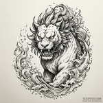 Ashen lion walking through ashes, ink illustr… — эскиз тату (№1749927083_0, 14.06.2025 18:51) — Tatufoto.com