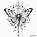 Atomic moth in shattered space, ink illustrat… — эскиз тату (№1749927620_0, 14.06.2025 19:00) — Tatufoto.com