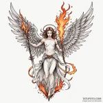 Angel of vengeance with flaming sword, tattoo… — эскиз тату (№1749928653_0, 14.06.2025 19:17) — Tatufoto.com