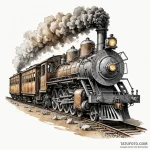 Train, classic steam engine, on a long journe… — эскиз тату (№1749931533_0, 14.06.2025 20:05) — Tatufoto.com