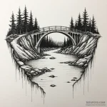 Ruined bridge over spectral river, tattoo lin… — эскиз тату (№1749932073_0, 14.06.2025 20:14) — Tatufoto.com