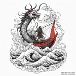 Drakkar (viking longship) sailing through a s… — эскиз тату (№1749932959_0, 14.06.2025 20:29) — Tatufoto.com