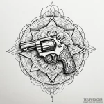 Revolver, concept art for tattoo, on a clean… — эскиз тату (№1749935185_0, 14.06.2025 21:06) — Tatufoto.com