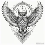 Owl wings beneath starry sky, ink illustratio… — эскиз тату (№1749935725_0, 14.06.2025 21:15) — Tatufoto.com
