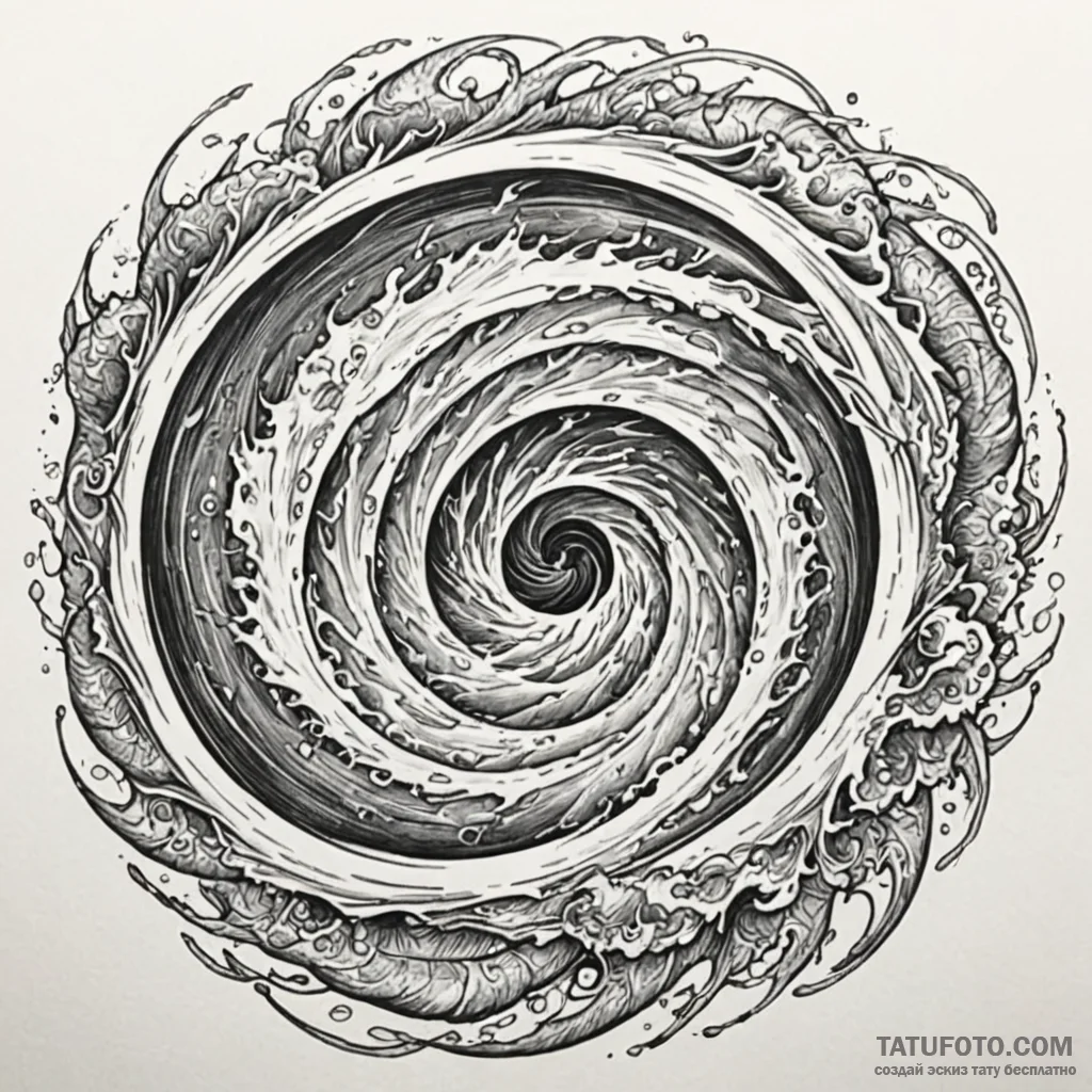 Maelstrom (whirlpool) with damned souls swirl... - эскиз тату (№1749936596_0, 14.06.2025 21:29) — Tatufoto.com