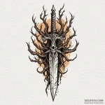 Dagger rising from cursed roots, tattoo sketc… — эскиз тату (№1749936927_0, 14.06.2025 21:35) — Tatufoto.com